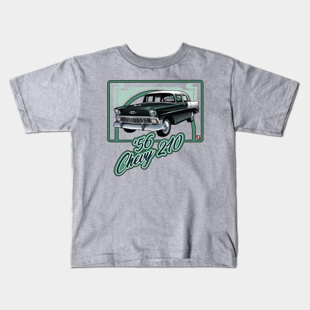 '56 Chevy 210 Kids T-Shirt by D.H. Kafton Studio